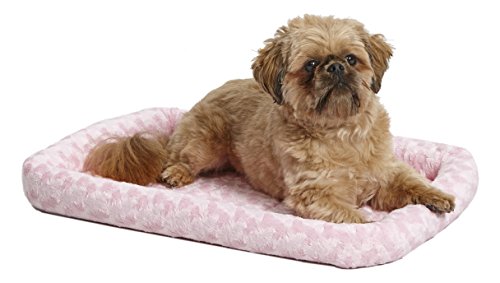 MidWest Homes for Pets Bolster Dog Bed 24L-Inch Pink Dog Bed or Cat Bed w/ Comfortable Bolster | Ideal for 'Small' Dog Breeds & Fits a 24-Inch Dog Crate | Easy Maintenance Machine Wash & Dry