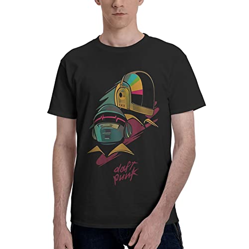 Daft Music Punk Adult Men's T-Shirts Short Sleeve Tops Loose Soft Funny Outdoor Personalized Teenagers Large Black