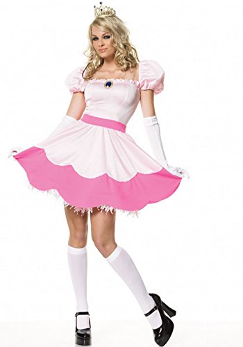 Leg Avenue 3 Piece Pink Dress Set-Cute Princess Halloween Costume with Tiara and Gloves for Adult Women, Medium