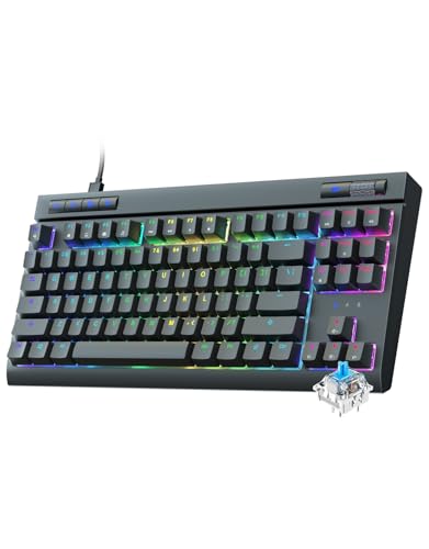 GOYIGO Mechanical Keyboard Clicky Blue Switches,75% TKL RGB Backlit Gaming Keyboard,Full Keys Anti-ghosting Programmable,USB-C Wired Computer Keyboards for PC/Mac,Black
