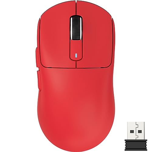 ATTACK SHARK X3 Lightweight Wireless Gaming Mouse with Tri-Mode 2.4G/USB-C Wired/Bluetooth,Up to 26K DPI, PAW3395 Optical Sensor,Kailh GM8.0 Switch,5 programmable Buttons for PC/Laptop/Win/Mac(Red)