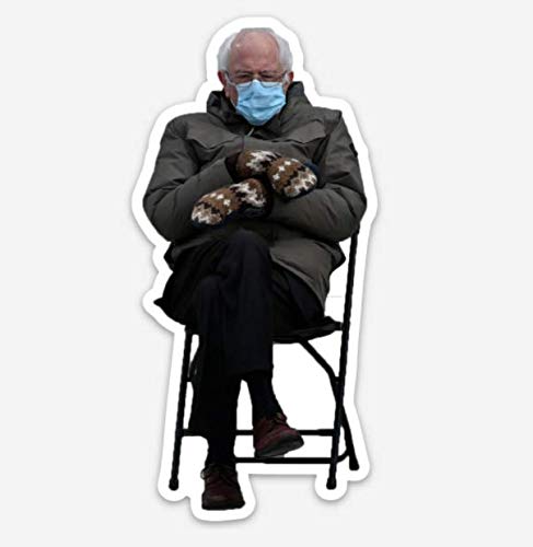 Bernie Sanders Mittens Sitting Inauguration, Magnet 4' by 1.95' - Make Real Life a Meme, Perfect for Refrigerator, Dorm, Office, Garage, Mancave and More