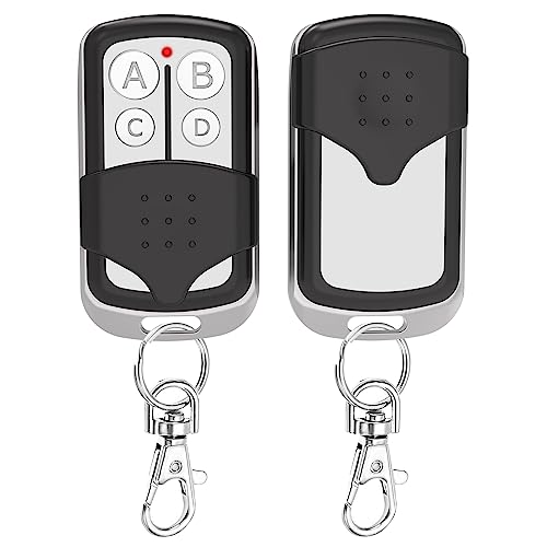 2 Pcs Universal Garage Door Opener Remote Keychain 4-Button Programmable Compatible with Liftmaster Chamberlain Craftsman Opener with Purple Yellow Red Orange Green Learn Button