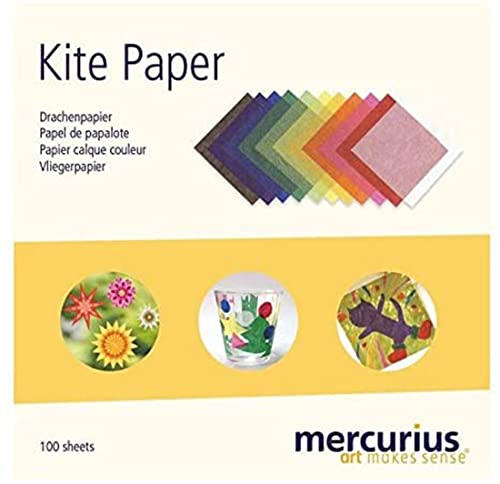 Mercurius Kite Paper 6'x6' Transparent Paper for Art Decorations at Home or School - 100 Colored Paper Sheets Block for Vibrant Origami, DIY Projects and Kids Crafts (11 Assorted Standard Colors)