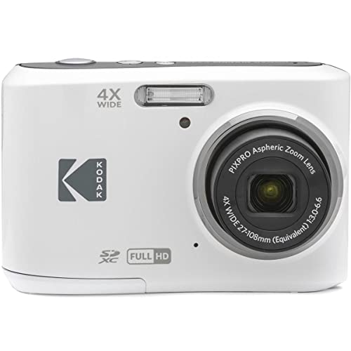 KODAK PIXPRO Friendly Zoom FZ55-WH 16MP Digital Camera with 4X Optical Zoom 27mm Wide Angle and 2.7' LCD Screen (White)