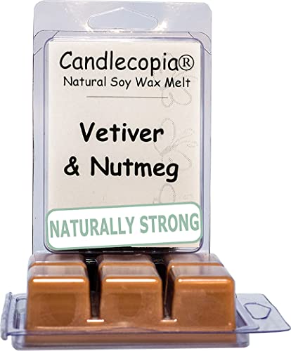 Candlecopia Vetiver & Nutmeg Strongly Scented Hand Poured Vegan Wax Melts, 12 Scented Wax Cubes, 6.4 Ounces in 2 x 6-Packs