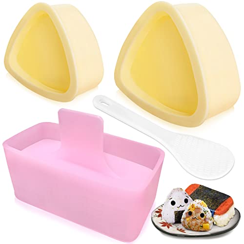 Onigiri Mold, 3 Pack Rice Mold Musubi Maker Kit, Musubi Maker Press, Classic Triangle Rice Ball Mold Maker Sushi Mold for Kid Lunch Bento, Home DIY