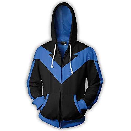 LILLIWEEN Superhero Hoodie Halloween Cosplay Costume Men's Hooded Sweatshirt Jacket XL