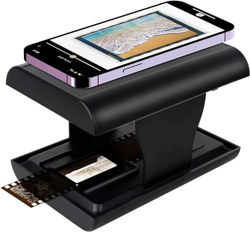 Mobile Film Scanner for Old Slides to JPG, Film and Slide Scanner 35mm Slide and Negative Folding Scanner with LED Backlight, Support Editing and Sharing, Gifts for Family and Friends