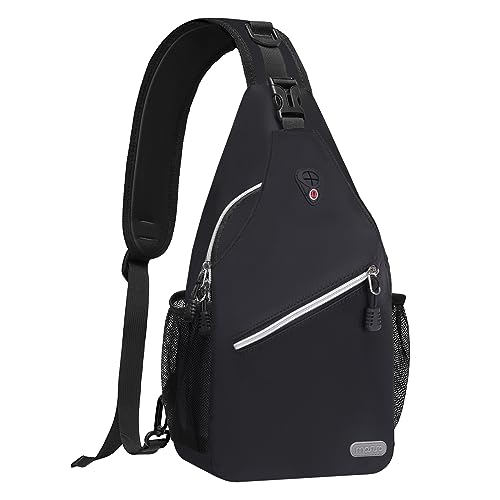 MOSISO Sling Backpack, Multipurpose Crossbody Shoulder Bag Travel Hiking Daypack, Black, Medium
