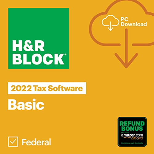 H&R Block Tax Software Basic 2022 with Refund Bonus Offer (Amazon Exclusive) [PC Download] (Old Version)