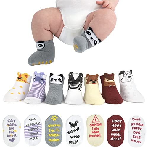 ZIRI & ZANE Baby Sock Gift Set - 7 Unique Pairs, Cute & Funny Unisex Newborn Gifts for Baby Showers & Registries
