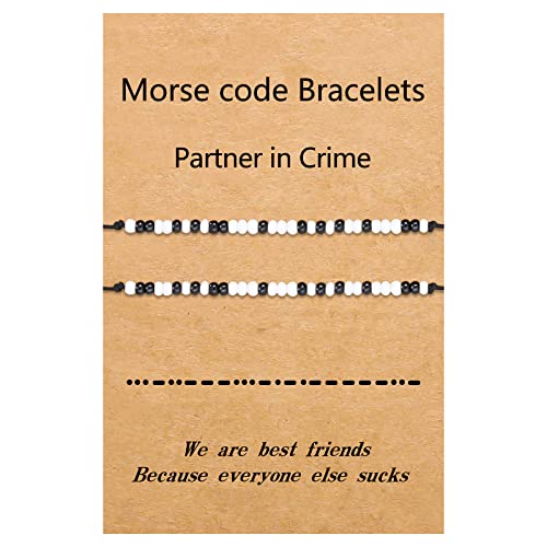 Latibel Best Friend Birthday Gifts For Women unique Matching Friendship Bracelets For 2 Partners in Crime Morse Code Bracelets For Women Sister Couple Bff Gifts