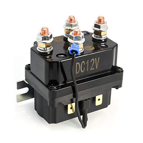 QWORK Solenoid Relay, 12V 250A Winch Relay Solenoid Replacement Contactor for 3000-5000lbs ATV UT Winch Control