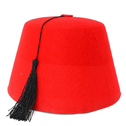 Skeleteen Arabian Red Fez Hat - Moroccan Costume Accessory Fez Hats With Black Tassel - 1 Piece