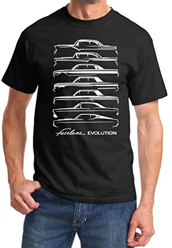 1955-69 Ford Fairlane Evolution Classic Outline Design Tshirt Large Black