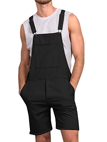 Runcati Mens Casual Bib Overall Shorts Lightweight Cotton Loose Fit Denim Jumpersuit Walkshort Pockets Rompers