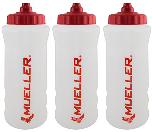 Mueller Quart Bottle w/Sureshot Squeeze, Natural Color w/Red Letters (3-Pack)