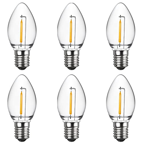 Meconard C7 LED Night Light Bulbs, Shatterproof LED Replacement Bulbs for Window Candles & Chandeliers, E12 Candelabra Base, 0.6 Watt Equivalent to 7Watt Incandescent Bulb, Warm White,6 Pack