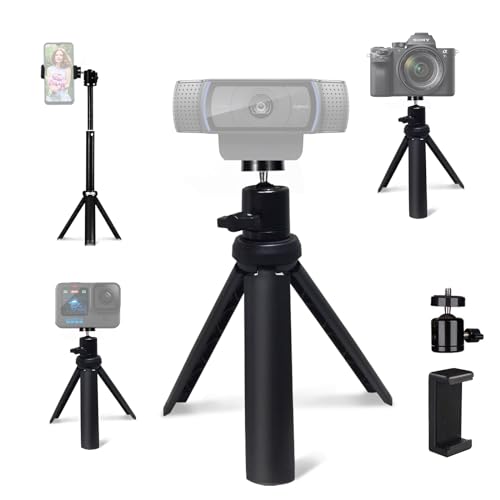 NexiGo Lightweight Mini Tripod for Camera/Phone/Webcam, Extendable Stand, for NexiGo Logitech Webcam C920 C922 C925e C922x C930e C930 C615 Brio and Other Devices with 1/4' Thread