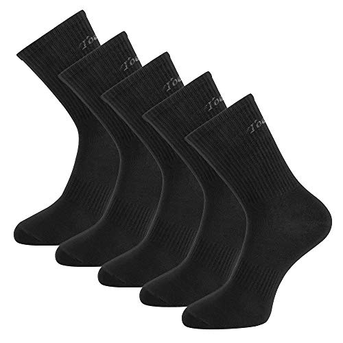 Toes&Feet Men's 5-Pack Black Anti Odor Resist Anti-Sweat Thin Cotton Crew Sports Socks, Size 6-12