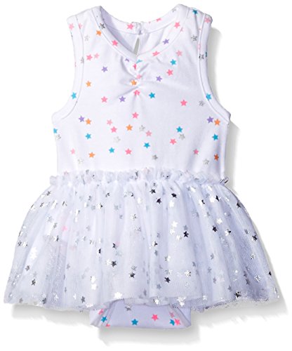 Amy Coe Baby Girls' V-Neck Star Skirted Creepers, White Print, 3-6 Months