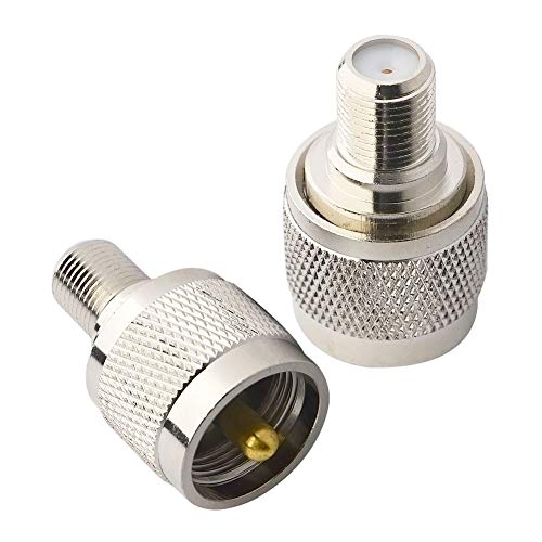 BOOBRIE PL259 Adapter UHF to F Type Antenna Adapter F Female to UHF Male Coaxial Connector RF Coax Adapter for TV Antenna Wireless LAN Devices Wi-Fi Radios External Antenna Pack of 2