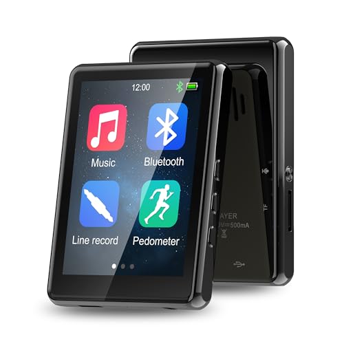 64GB MP3 Player with Bluetooth5.3, 2.8-Inch HD Full Touch Screen, High Fidelity Lossless Sound Music Player, mp3 FM Radio Recording e-Book, Record,Pedometer and MP3Player with Speaker, Black