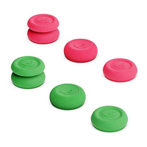 Skull & Co. Skin, CQC and FPS Thumb Grip Set Joystick Cap Analog Stick Cap for Nintendo Switch Pro Controller & PS5 / PS4 / Slim/Pro Controller- Neon Pink+Green, 3 Pairs(6pcs)