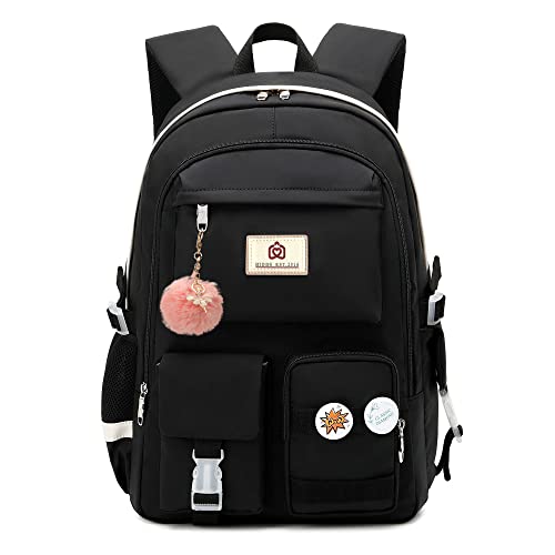 Hidds Laptop Backpacks 15.6 Inch School Bag College Backpack Anti Theft Travel Daypack Large Bookbags for Teens Girls Women Students (Black)