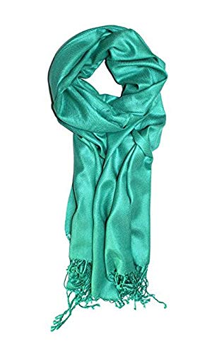 LibbySue-A Luxurious Pashmina Scarf in Beautiful Solid Colors (Caribbean Green)