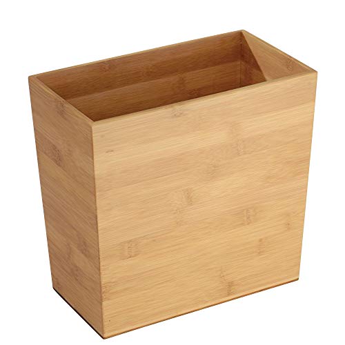 iDesign Rectangular Bamboo Waste Basket, The Formbu Collection – 10.5' x 5.75' x 10”, Natural Wood Finish