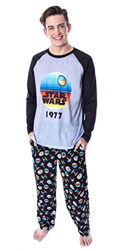 Star Wars Men's Pajamas Star Wars 1977 Raglan Shirt And Lounge Pants 2 PC Sleepwear Pajama Set (Large)