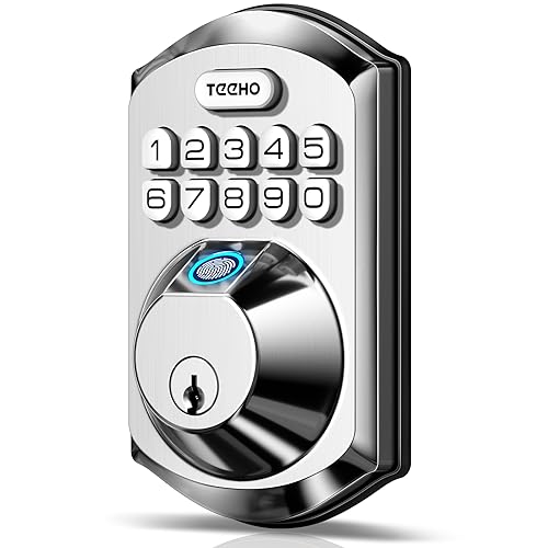 TEEHO TE002 Fingerprint Door Lock - Keyless Entry Door Lock - Electronic Keypad Deadbolt Lock - Smart Locks for Front Door - Door Lock with Code - Auto Lock - Easy Installation - Satin Nickel