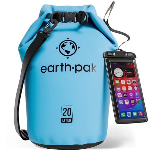 Earth Pak Waterproof Dry Bag - Roll Top Waterproof Backpack Sack Keeps Gear Dry for Kayak with Waterproof Phone Case