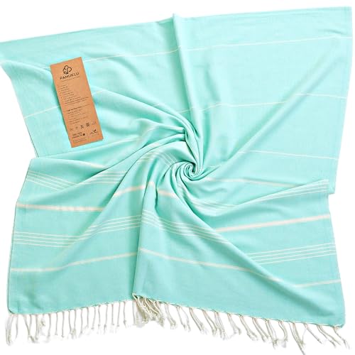 PAMUKLU Cloud Oversized Beach Towel - Sand-Resistant, Quick Drying, Compact, Soft and Absorbent - 100% Organic Turkish Cotton - for Pool, Yoga, Travel, Outdoor Adventures, and Gifts (PLAIN-23)