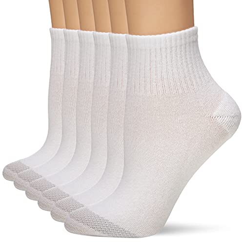 Hanes-womens Cool Comfort Toe Support Ankle Socks, 6-pair Pack Casual Sock, White/Grey Vent, One Size US