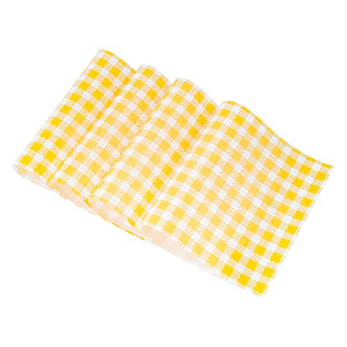 NATURALABEL 100 Pcs Wax Paper, 12' x 7.5' Yellow and White Checkered Greaseproof Paper, Wax Paper Sheets for Food, Sandwich Paper Sheets, Deli Wax Paper Squares, Food Paper for Home Kitchen