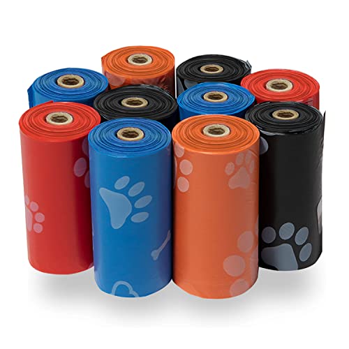 Best Pet Supplies Dog Poop Bags for Waste Refuse Cleanup, Doggy Roll Replacements for Outdoor Puppy Walking and Travel,Leak Proof and Tear Resistant,Thick Plastic, Assorted Colors,5 Count (Pack of 10)