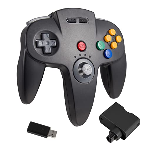 KIWITATA Wireless N64 Controller for Switch Online Games, 2.4GHZ Remote Game Joystick Gamepad Controller Compatible with N64 Console, Raspberry Pi, PC Windows 7,8,10,11 Black