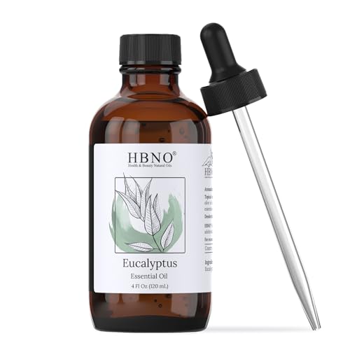 HBNO Eucalyptus Essential Oil - Huge 4 oz (120ml) Value Size - Natural Eucalyptus Globulus Oil - Perfect for Cleaning, Aromatherapy, DIY, Soap & Diffuser
