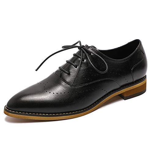 Mona flying Women's Leather Perforated Lace-up Oxfords Brogue Wingtip Derby Shoes for ladis Women