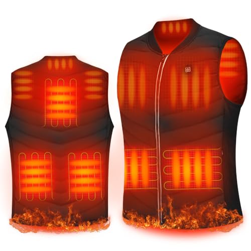 AICARSHI Heated Vest for Men Women, Multi-Heating Zones Heated Jacket Electric Heating Vest with Battery Pack Included (XX-Large)