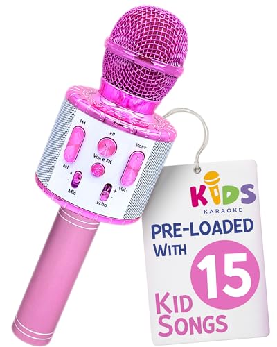 Move2Play, Kids Karaoke Microphone | Includes Bluetooth & 15 Pre-Loaded Nursery Rhymes | Birthday Gift for Girls, Boys & Toddlers | Girls Toy Ages 2, 3, 4-5, 6+ Years Old