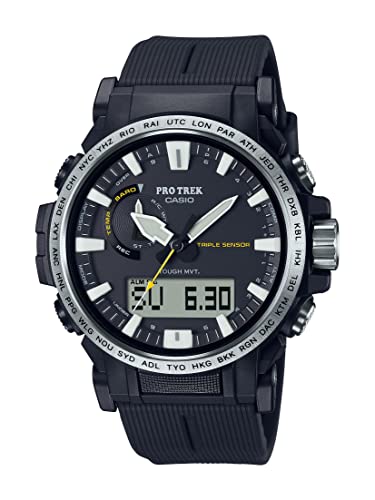 Casio Protrek Tough Solar Powered Environmentally Friendly Biomass Outdoor Sports Watch with Altimeter, Barometer, Compass, and Thermometer Style PRW-61-1.