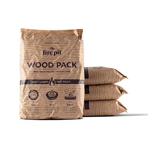 TIKI Brand Wood Packs - 4-Pack, Wood Pellets For Smokeless Outdoor Fire Pits, Wood Fuel Pellets, Easy Instant Fire For 30+ Minute Burn, 17 x 11.5 x 3.5 Inches, 121913568