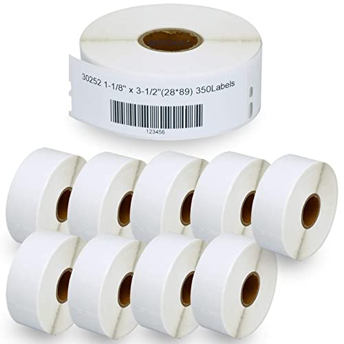 BETCKEY - Compatible DYMO 30252 (1-1/8' x 3-1/2') Address & Barcode Labels - Compatible with DYMO Labelwriter 450, 4XL & Zebra Desktop Printers [10 Rolls/3500 Labels]
