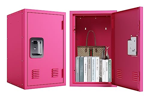 Campfun Metal Locker Storage Cabinet, Lockers for Bedroom Pink Locker, Lockers for Kids, Lockable Storage Cabinet, Locker Organizer, Wardrobe Cabinet for Office, Home, School, Employee, Gym