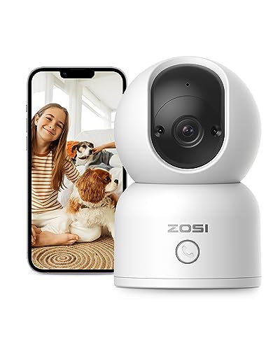 ZOSI Indoor Pan/Tilt Smart Security Camera,C518 2K 360 Degree Baby Pet Monitor,Plug-in 2.4G/5G Dual-Band WiFi Home Cam with Phone App,Night Vision,Person Detection,2 Way Audio,Cloud & SD Card Storage
