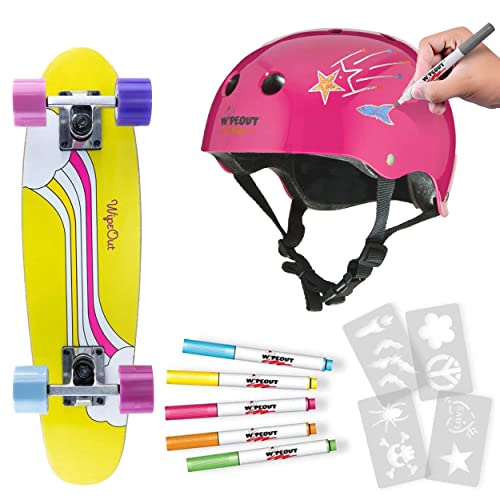 Wipeout Dry Erase Kids Helmet for Bike, Skate, and Scooter, Neon Pink Youth L 8+